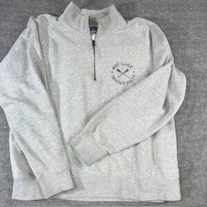 Bay Lake MN 1/4 Zip 2XL Mens Sweatshirt Grey Pullover Oar Canoe Minnesota Cotton